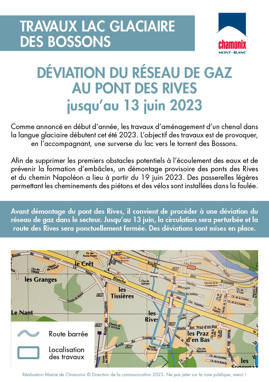 Déviation du réseau de gaz au pont des Rives jusqu'au 13 juin 2023