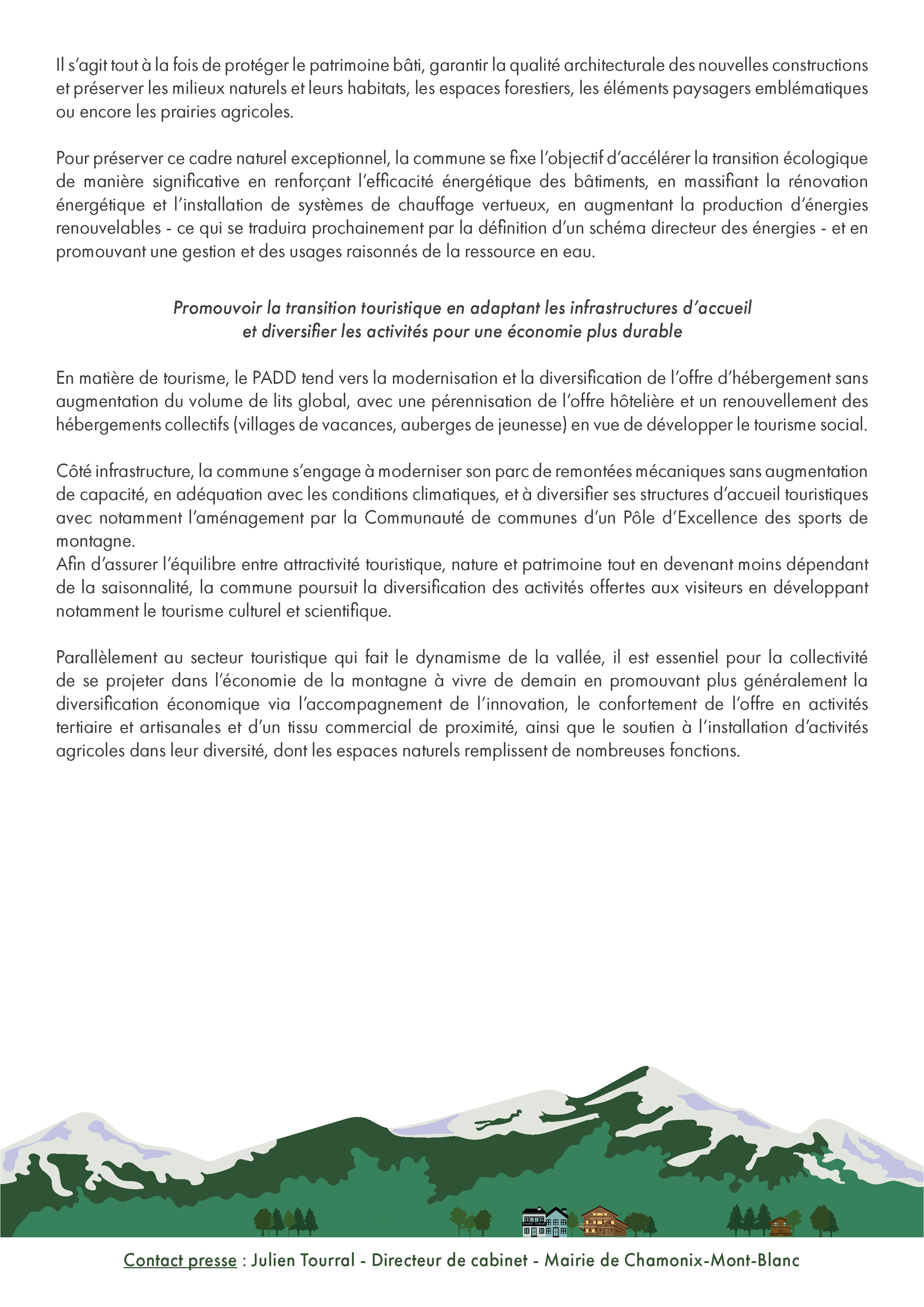 Projet d'Aménagement et de Développement Durables (PADD) de la commune de Chamonix-Mont-Blanc. Mai 2024