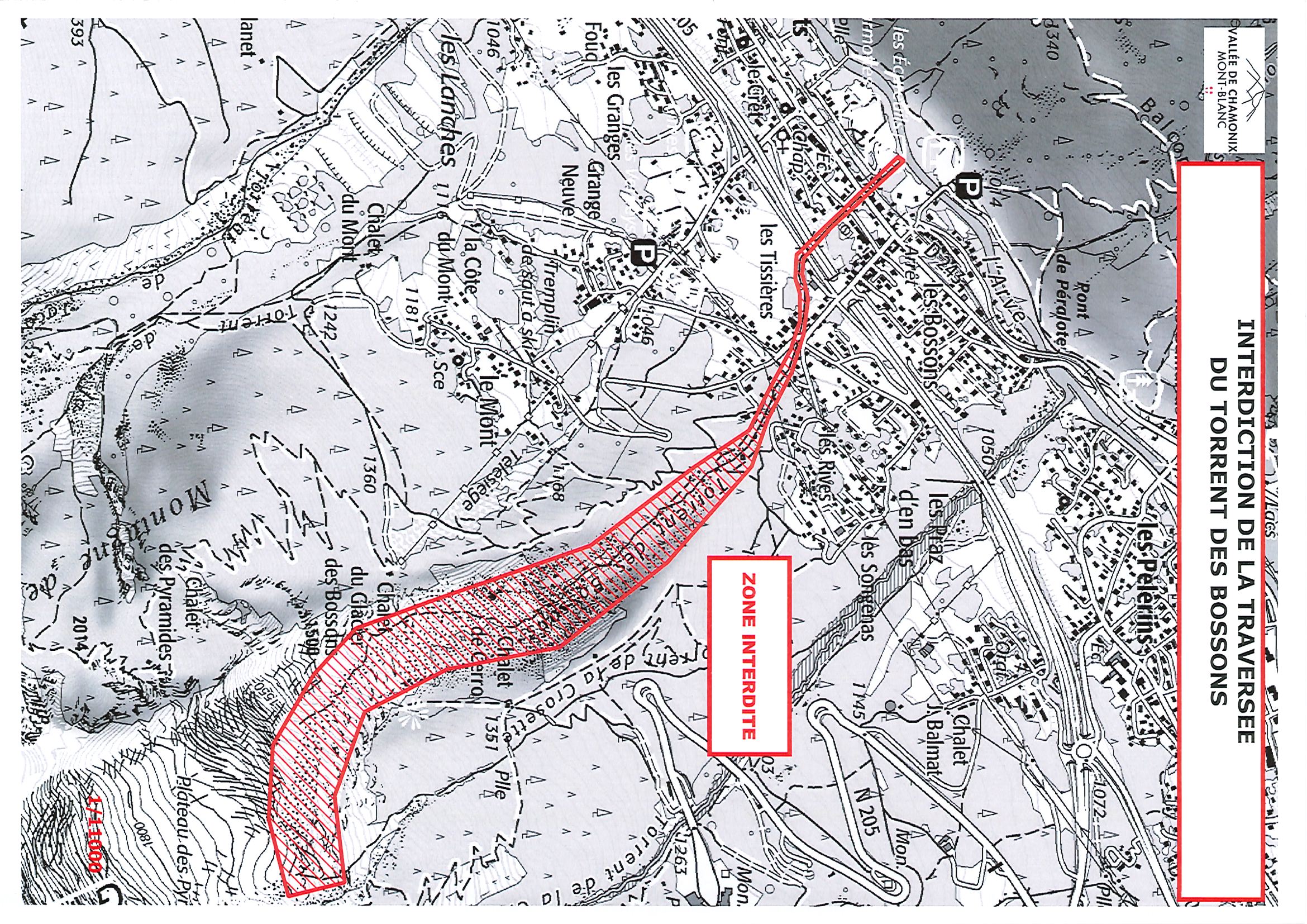 Interdiction de la traversée du torrent des Bossons du 31 juillet à midi au 11 août à 18h.