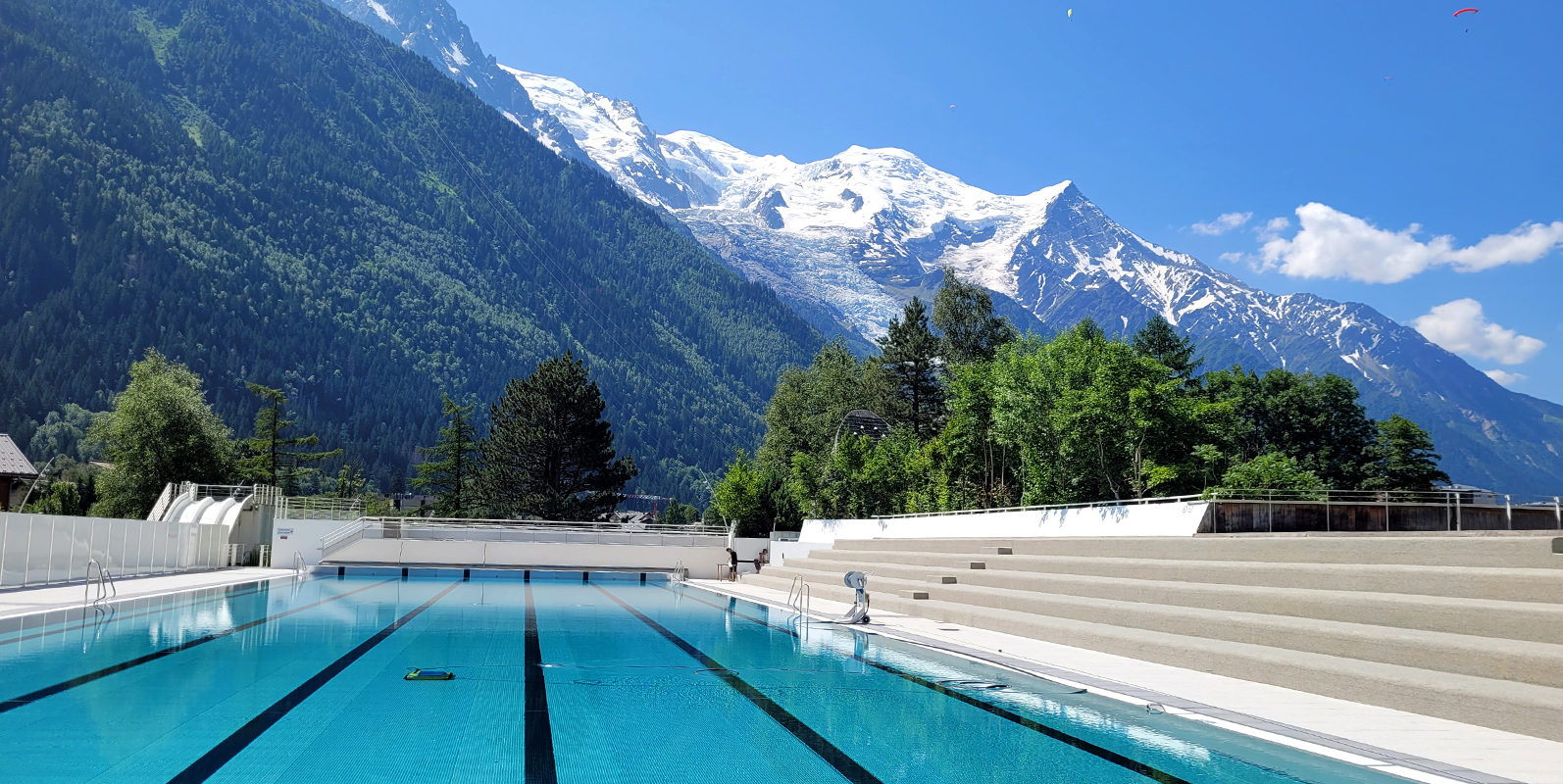 Ouverture du bassin extérieur de la piscine de Chamonix-Mont-Blanc le samedi 15 juin 2024